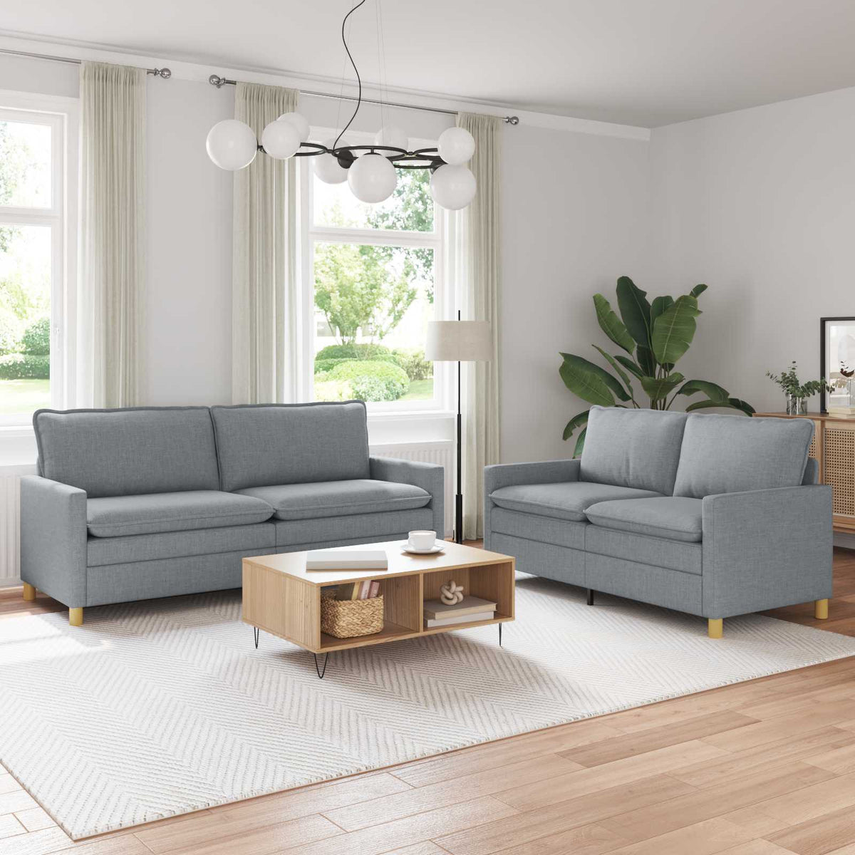 Set sofe 2 kom. Svjetlosiva Tkanina