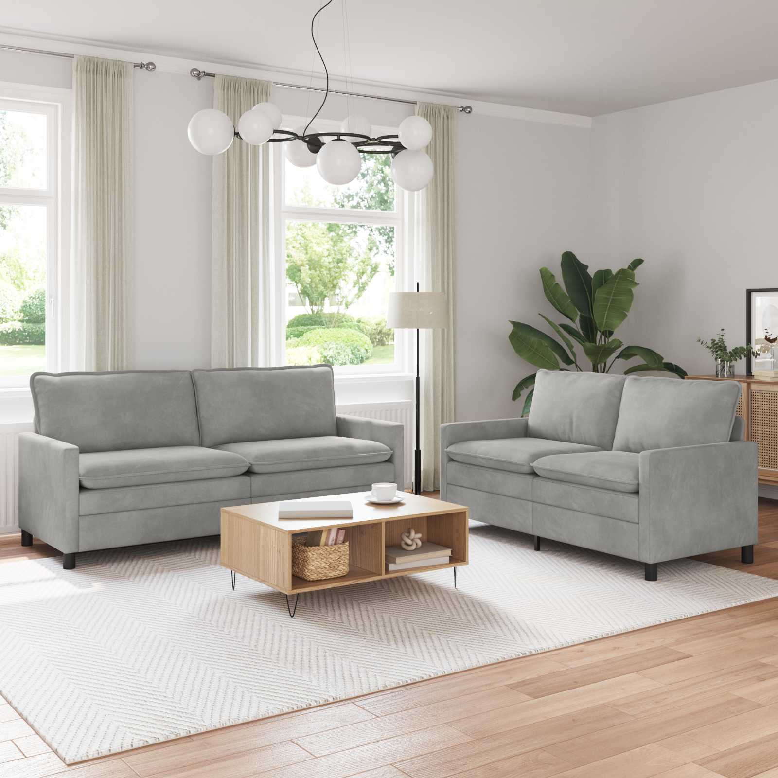 Set sofe 2 pcs Svjetlosiva Baršun