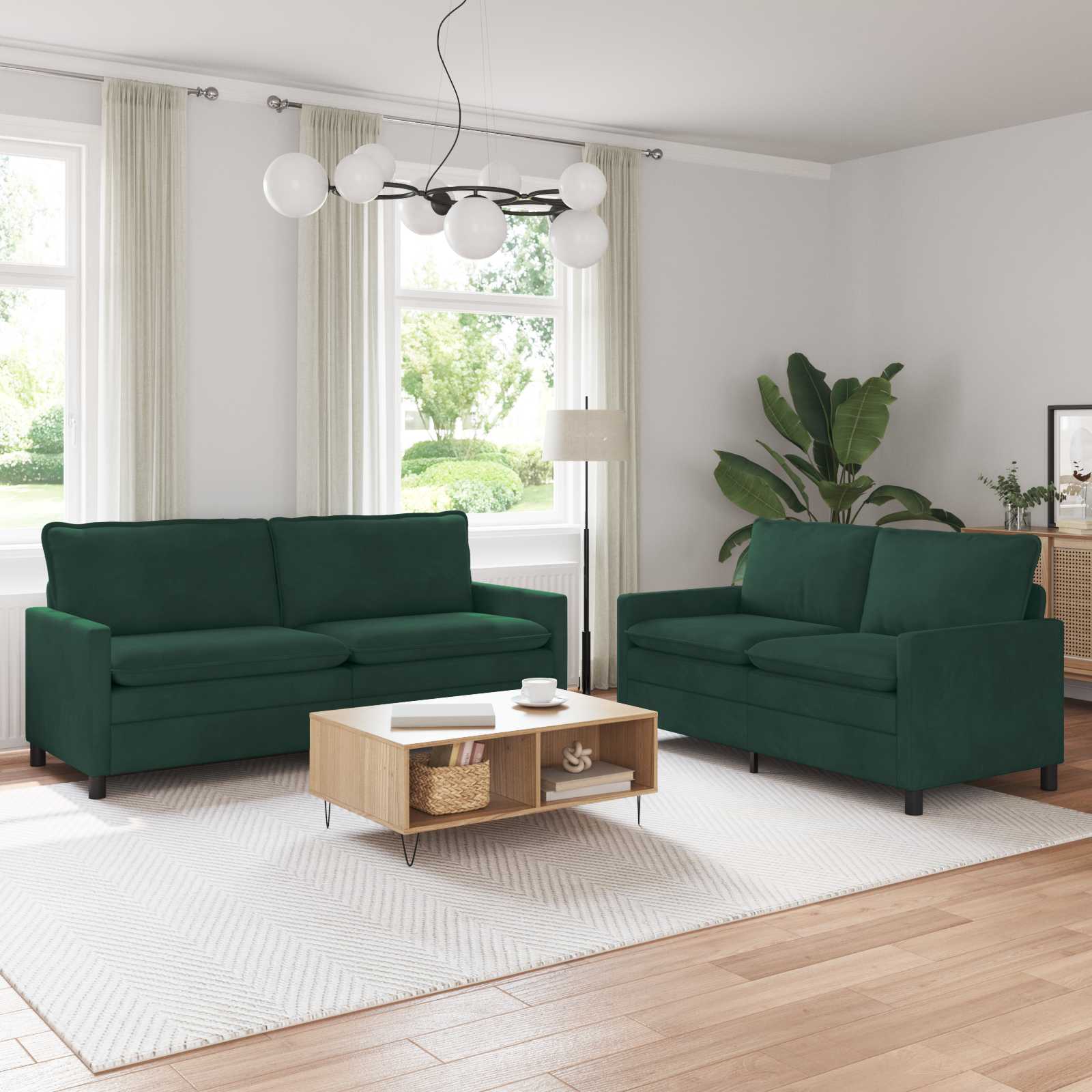 Set sofe 2 pcs Tamnozelena Baršun