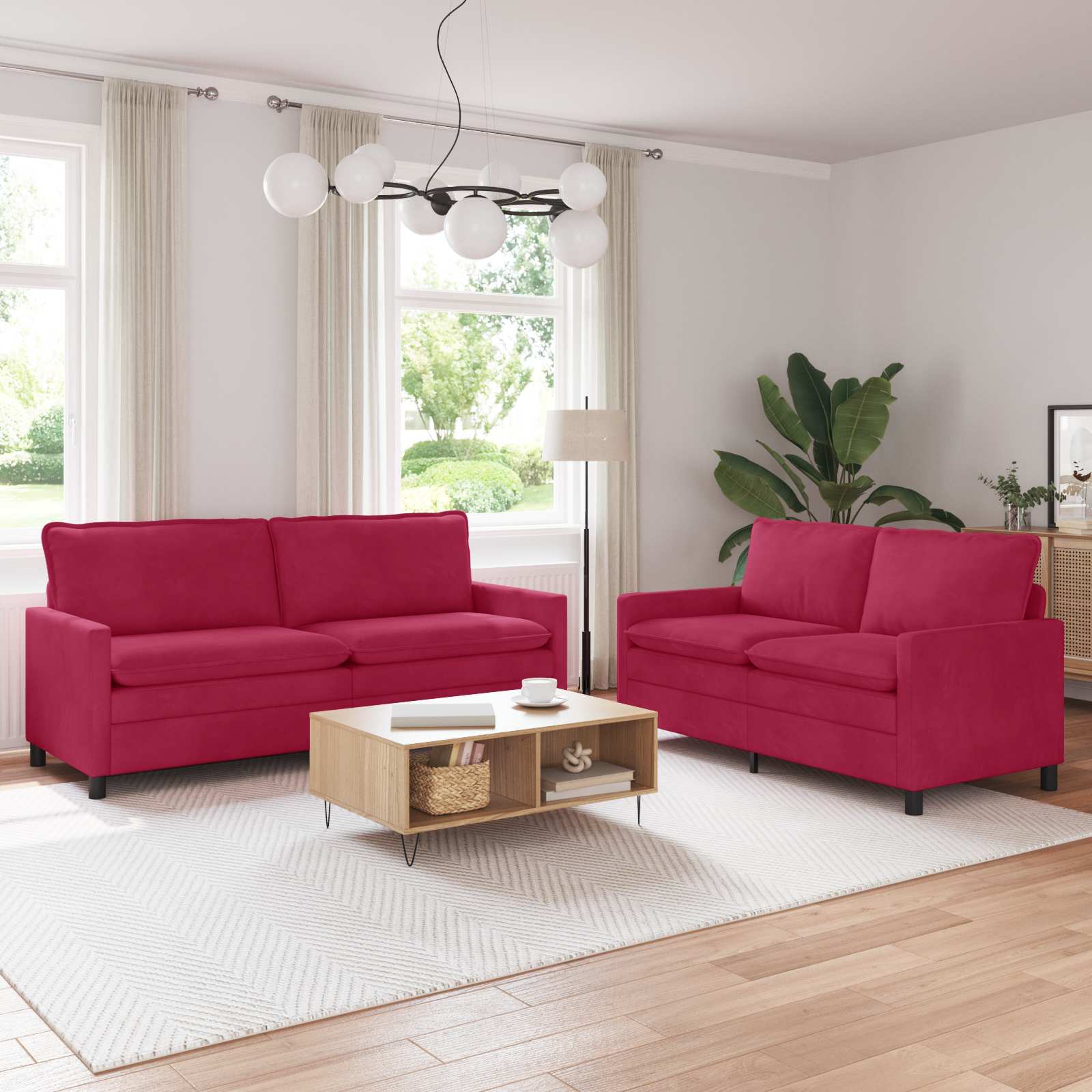 Set sofe 2 pcs Vinska crvena Baršun