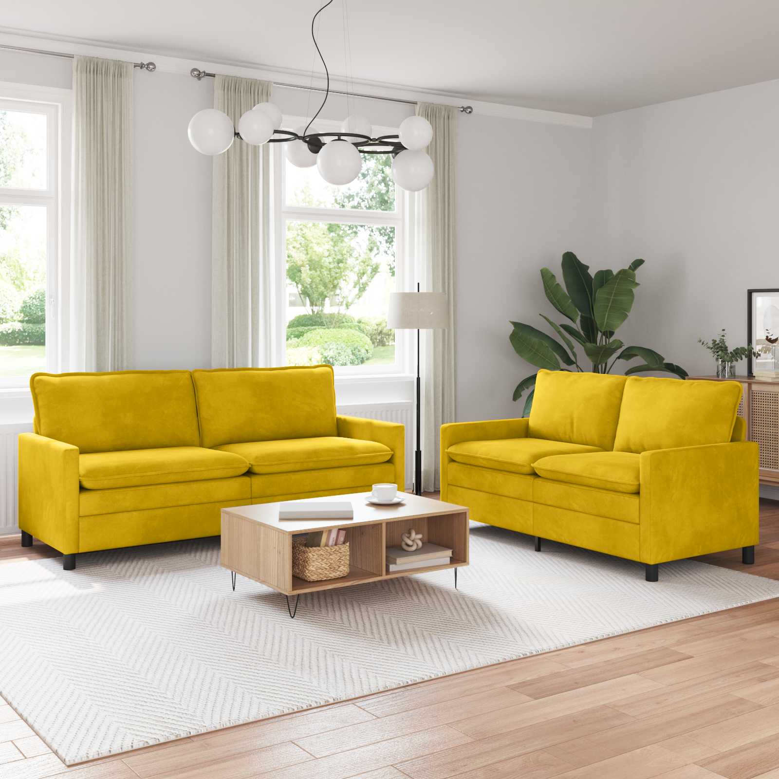 Set sofe 2 pcs Žuta Baršun