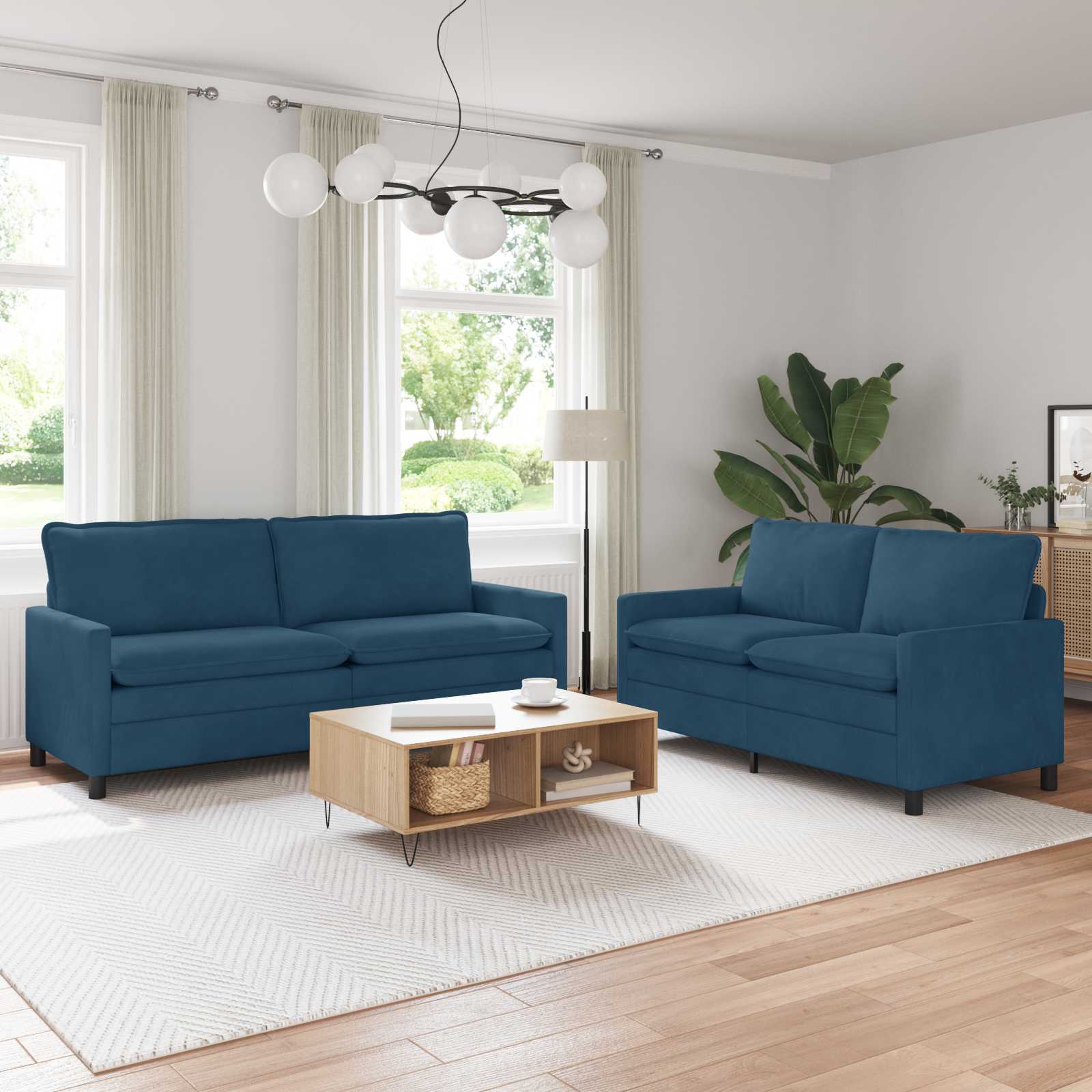 Set sofe 2 pcs Plava Baršun