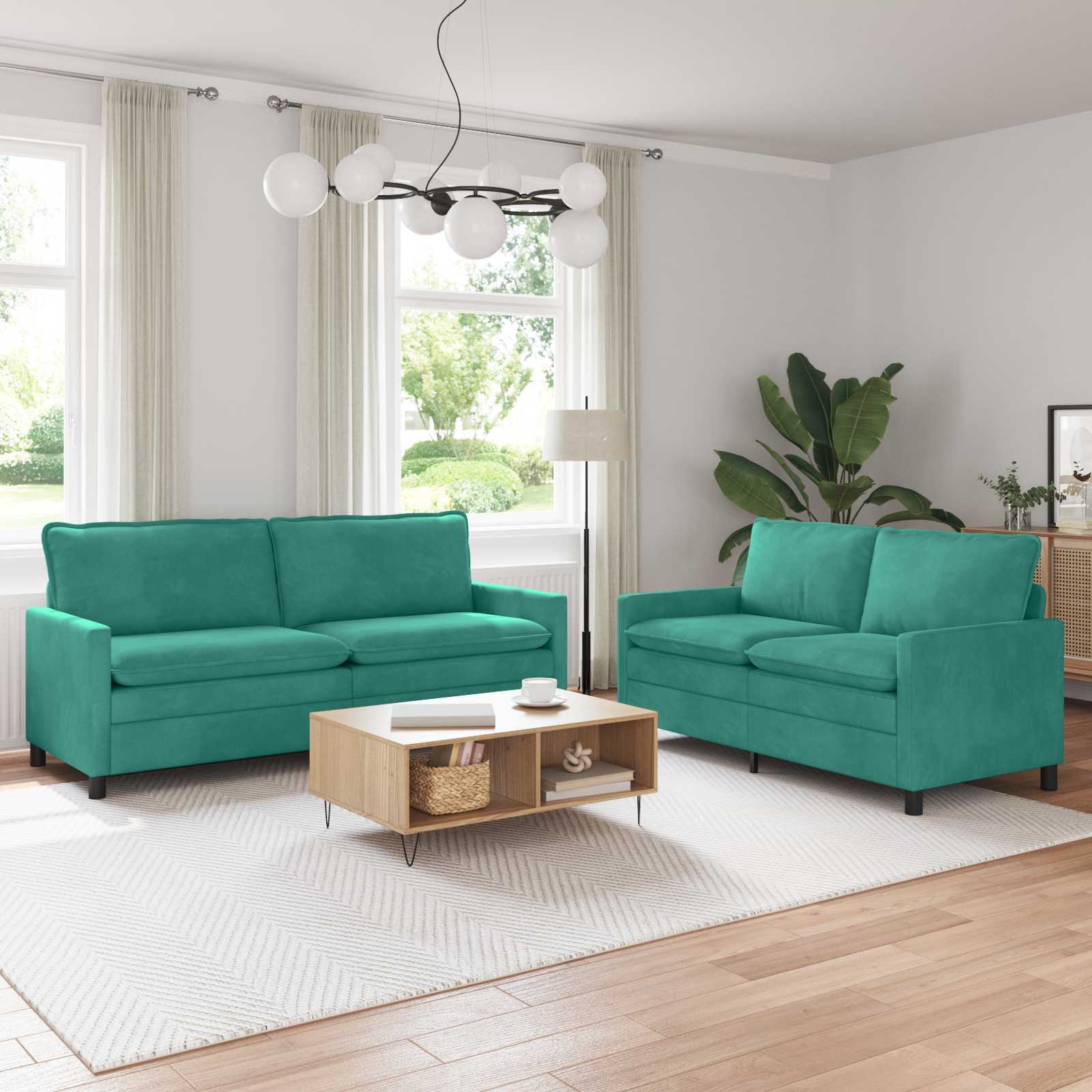 Set sofe 2 pcs Tirkizna Baršun