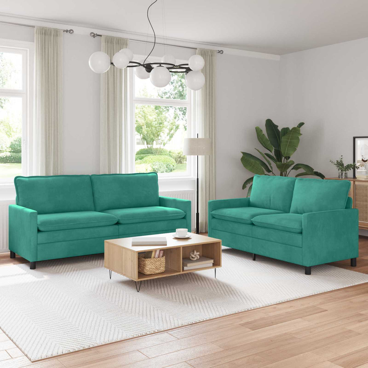Set sofe 2 pcs Tirkizna Baršun