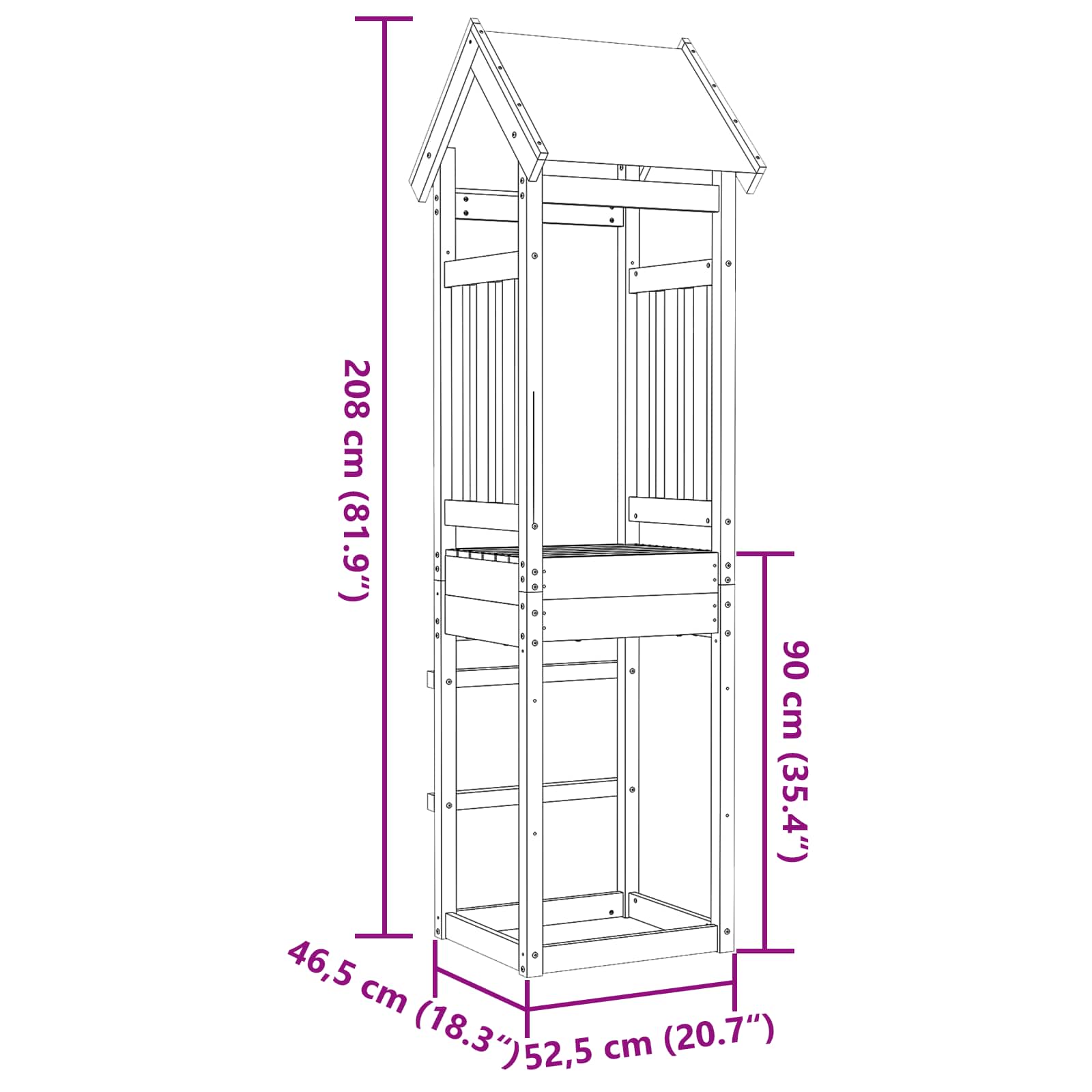 Igraći Toranj Smeđa 52.5 x 46.5 x 208 cm Čvrsto borovo drvo