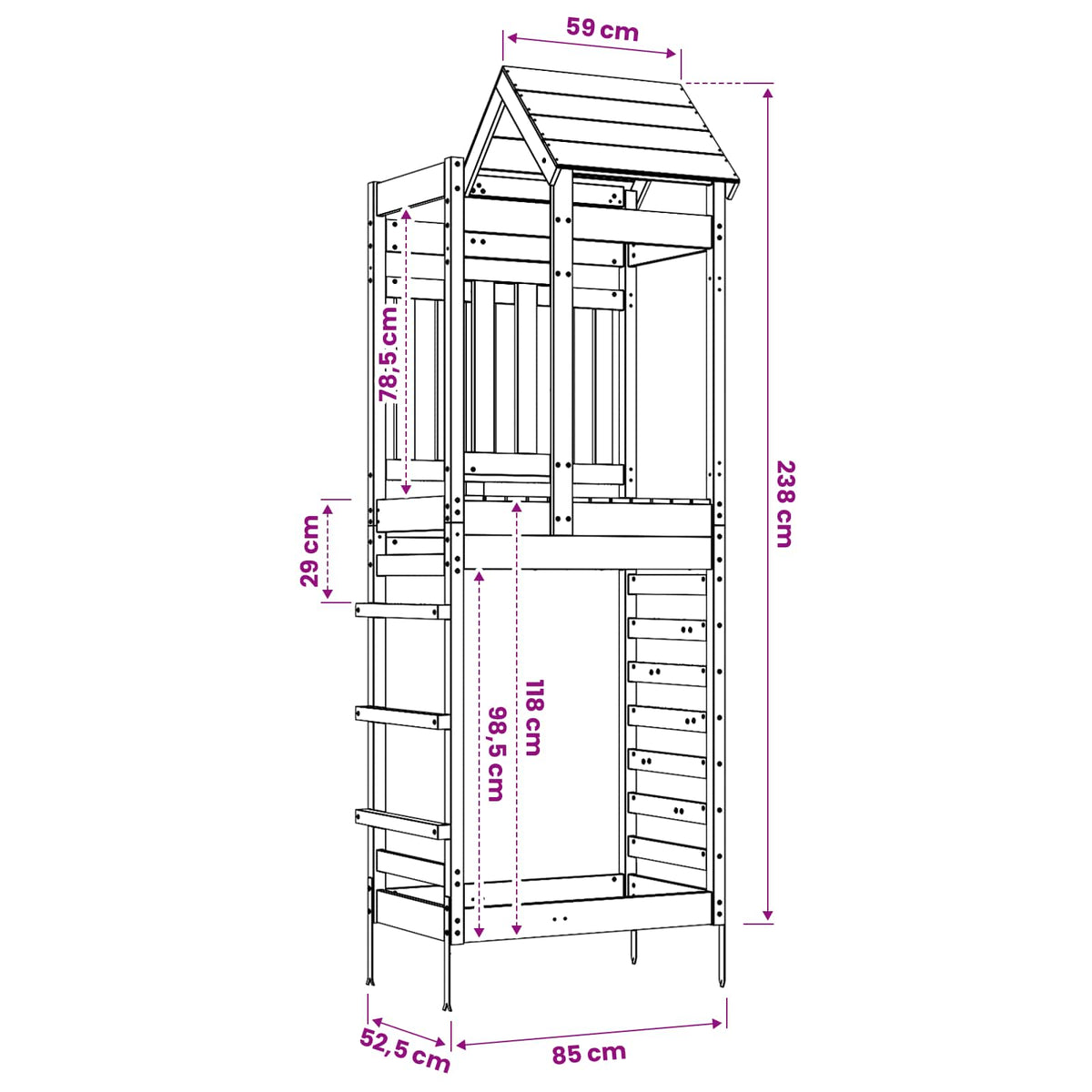 Igraći Toranj Smeđa 52,5 x 85 x 238 cm Solidno Douglas Drvo