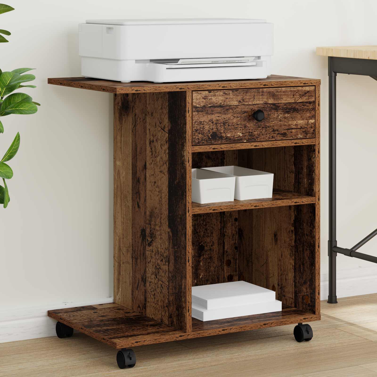Držač za printer Staro drvo 60 x 40 x 68.5 cm Konstruirano drvo