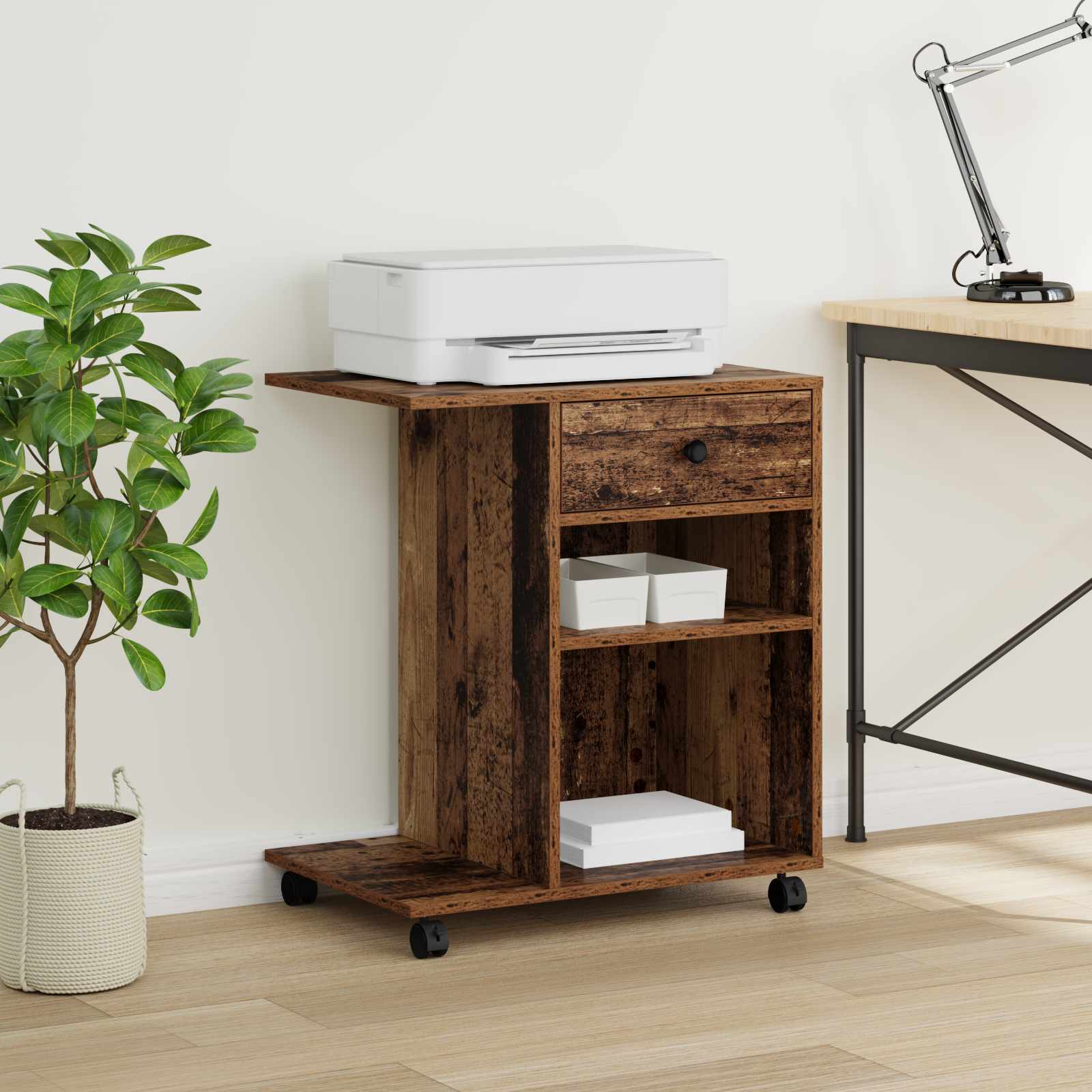 Držač za printer Staro drvo 60 x 40 x 68.5 cm Konstruirano drvo