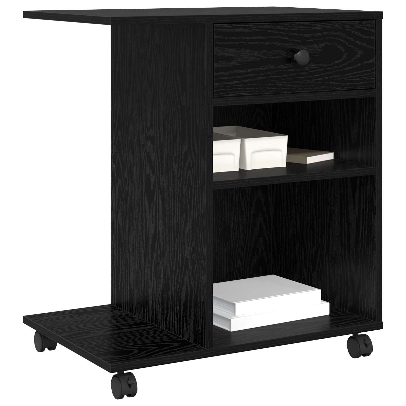 Držač za printer Crni hrast 60 x 40 x 68.5 cm Konstruirano drvo