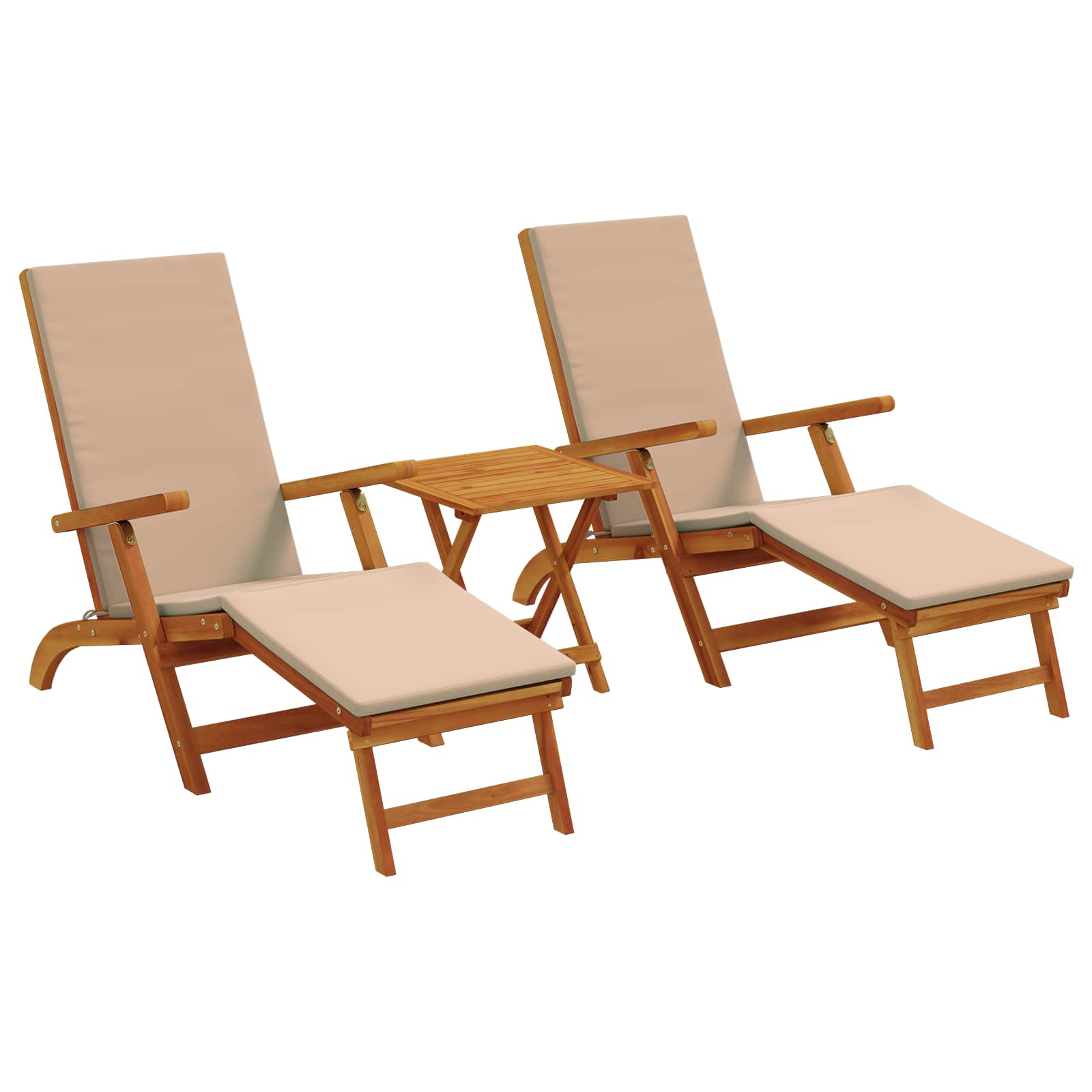 Ležaljka koja se može preklopiti i nagnuti 3 pcs Sivosmeđa