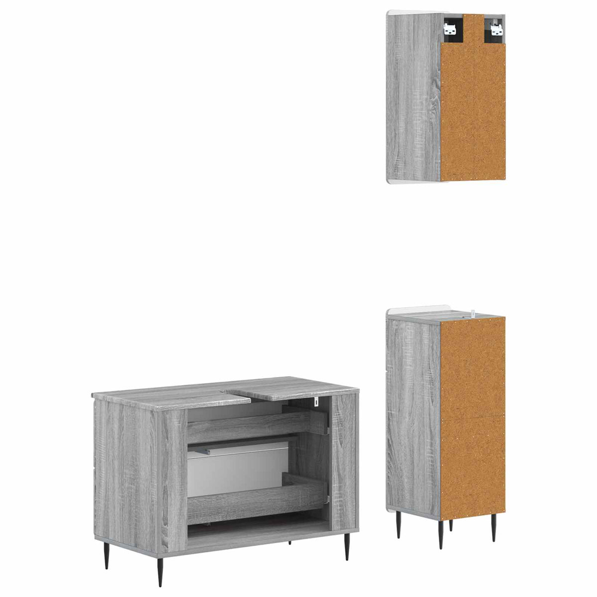 Set za kupaonicu od 3 dijela HAARLEM Siva Sonoma
