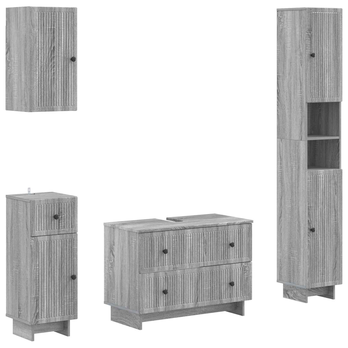 Set kupaonskih ormara od 4 dijela EDE Siva Sonoma