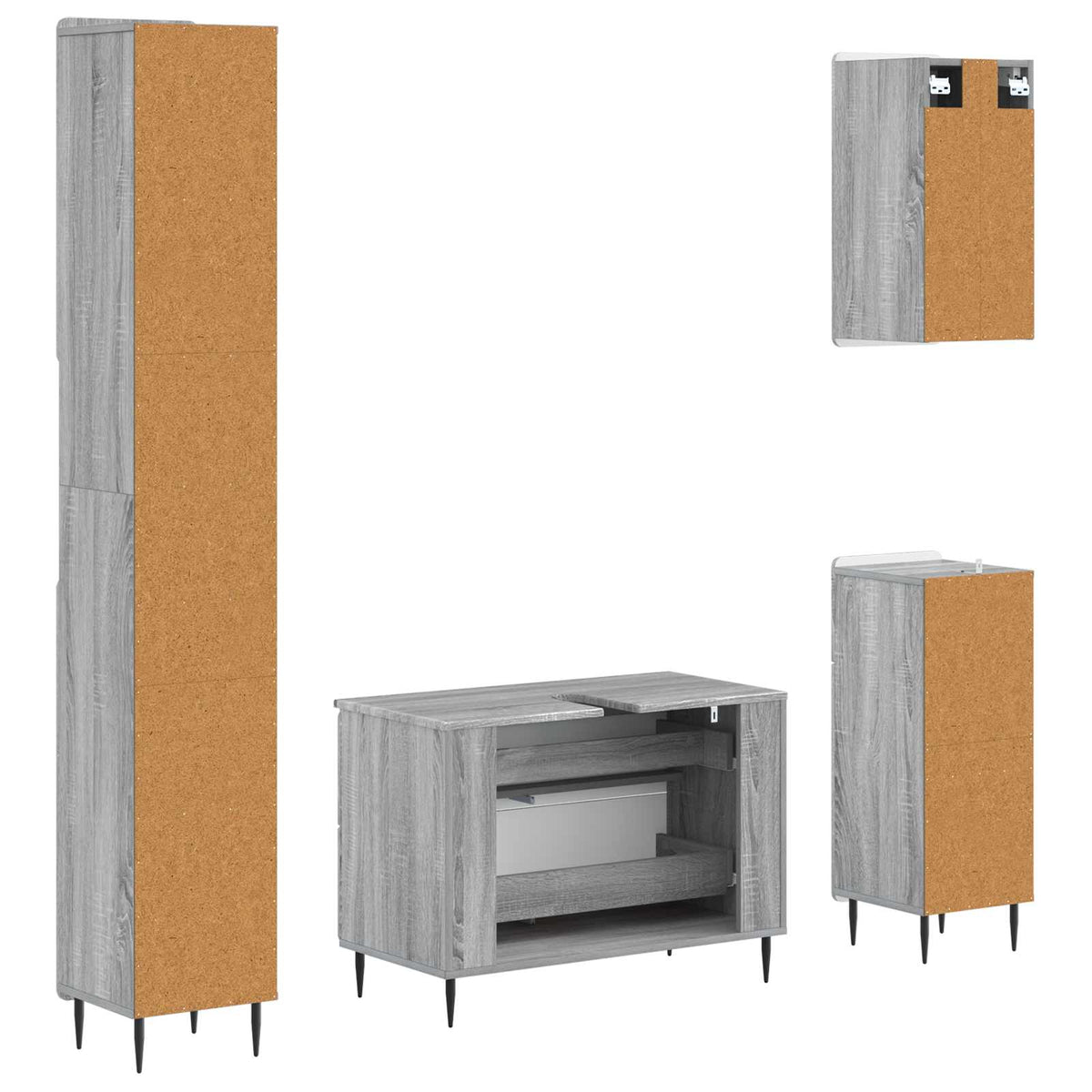 Set kupaonskih ormara od 4 dijela ZWOLLE Siva Sonoma