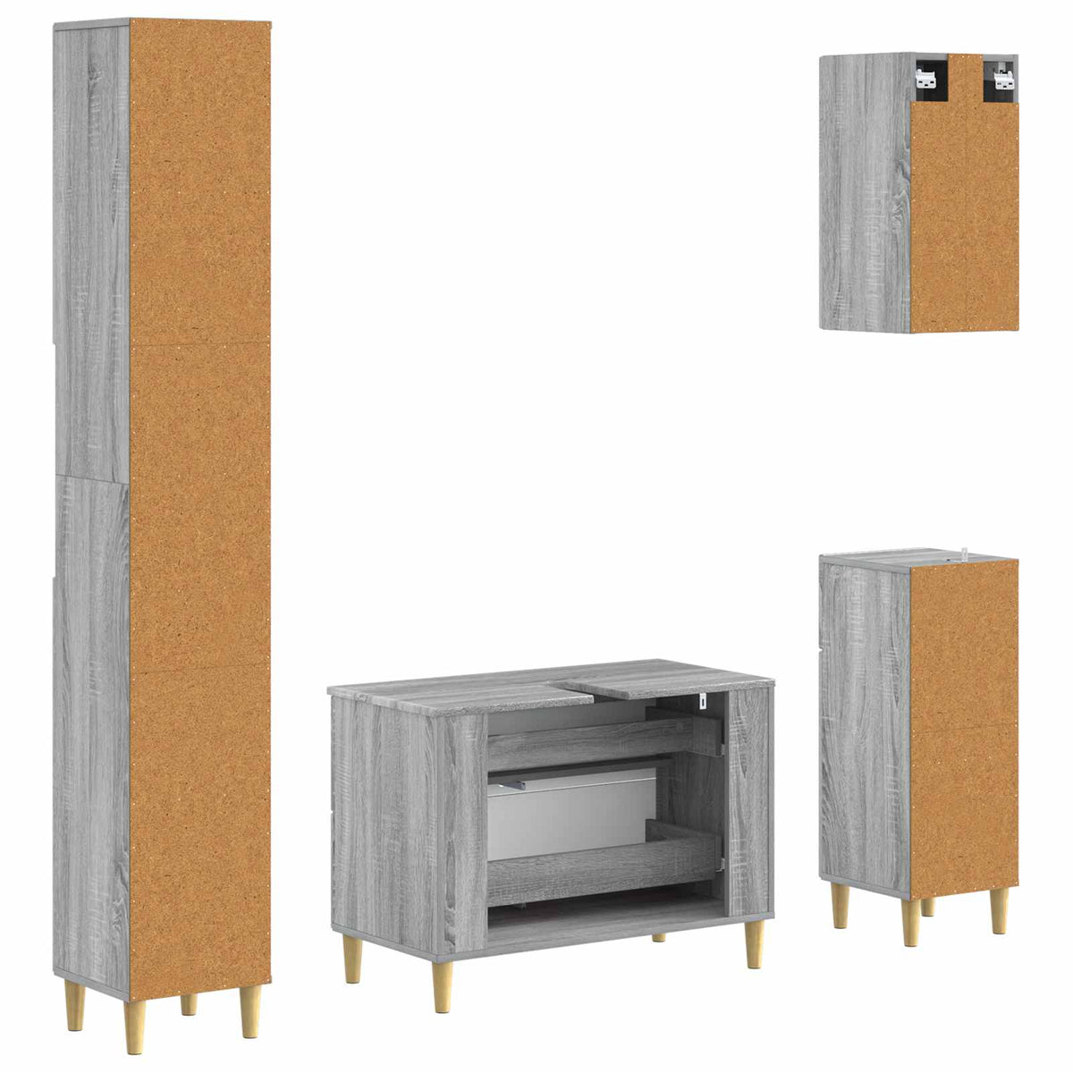 Set kupaonskih ormara od 4 dijela ARNHEM Siva Sonoma