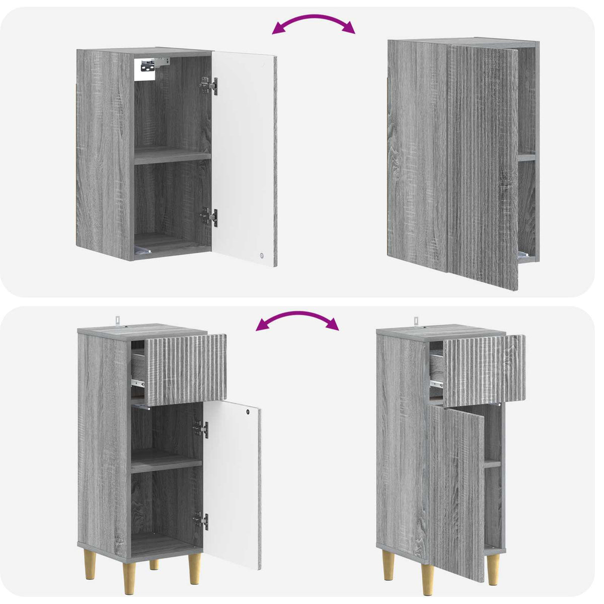 Set kupaonskih ormara od 4 dijela ARNHEM Siva Sonoma