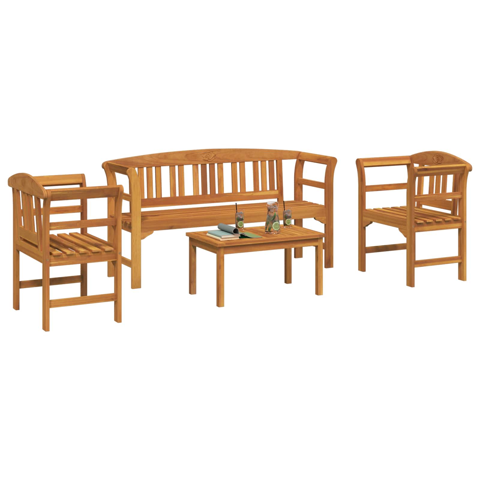 Set za odmaranje u vrtu 4 pcs Čvrsto drvo akacije