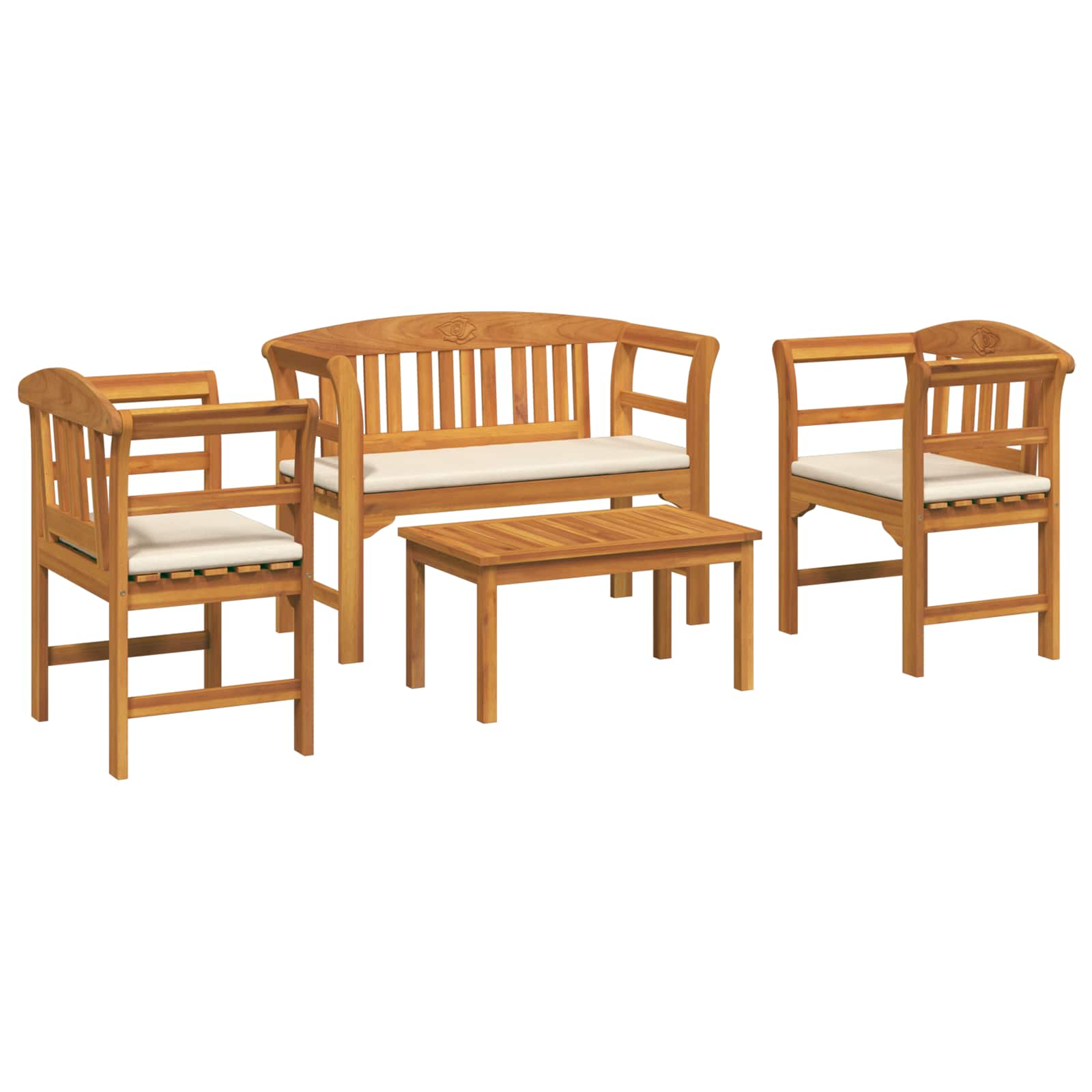 Set za odmaranje u vrtu s jastukom 4 pcs Čvrsto drvo akacije
