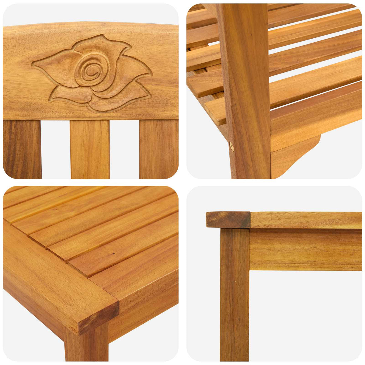 Set za odmaranje u vrtu 3 pcs Čvrsto drvo akacije