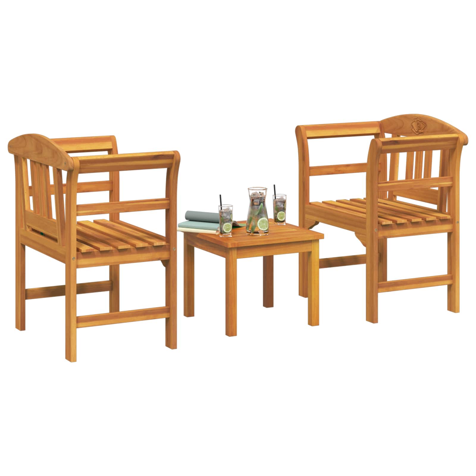 Set za odmaranje u vrtu 3 pcs Čvrsto drvo akacije