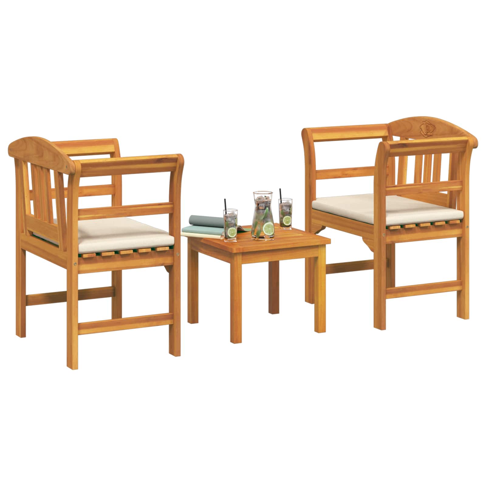 Set za odmaranje u vrtu s jastukom 3 pcs Čvrsto drvo akacije