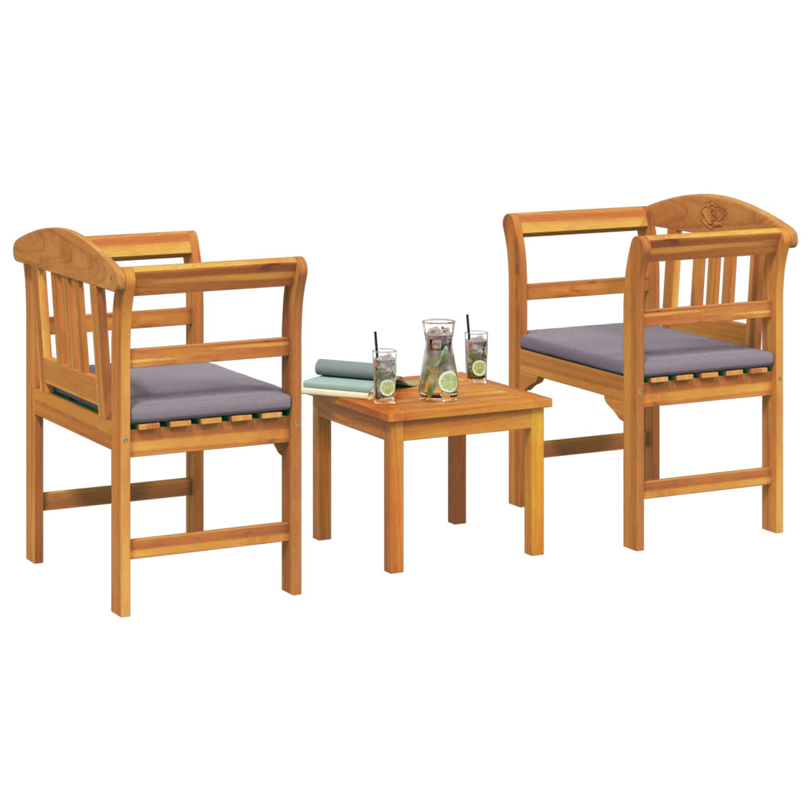 Set za odmaranje u vrtu s jastukom 3 pcs Čvrsto drvo akacije
