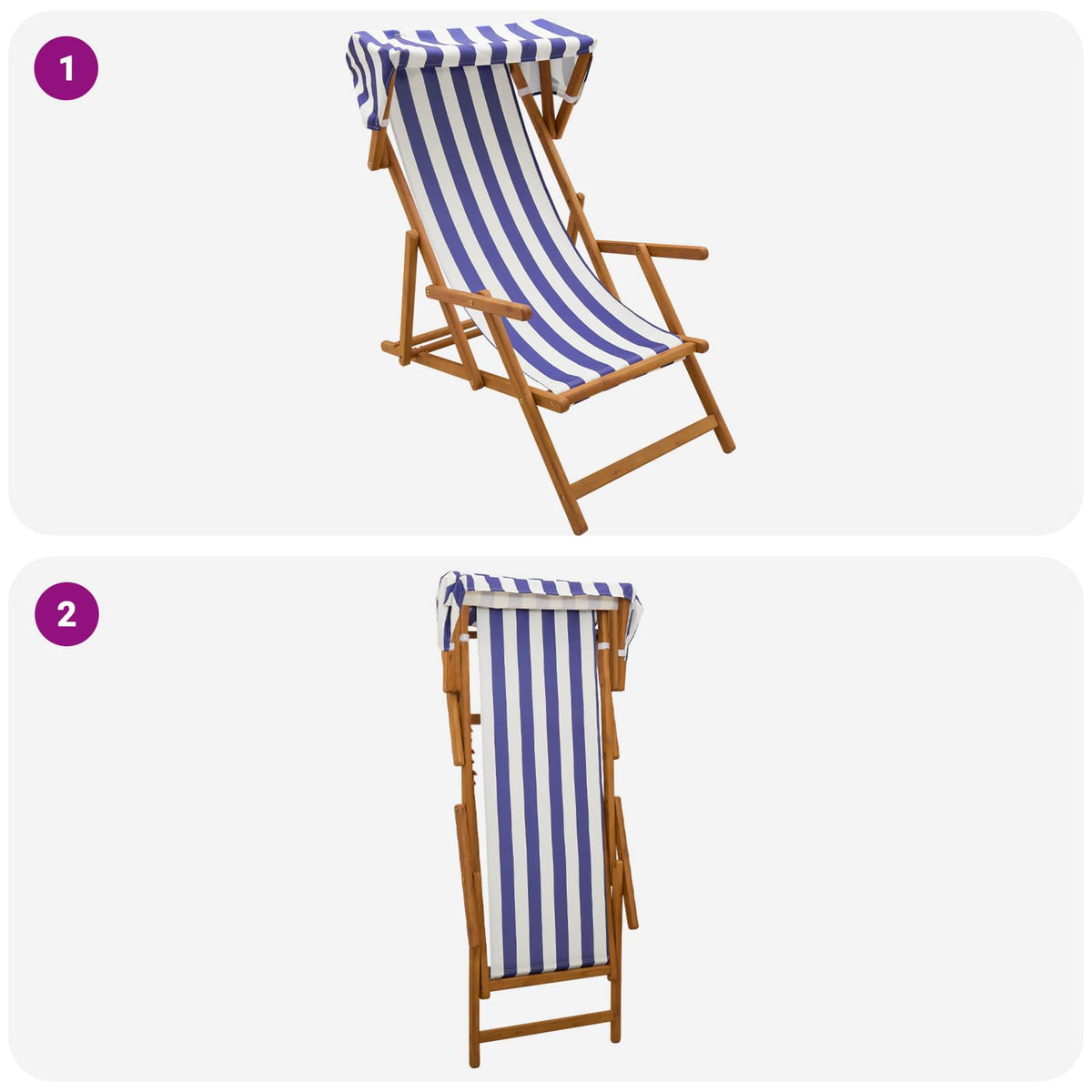 Ležaljka 2 pcs 3 Pozicija Čvrsto drvo eukaliptusa