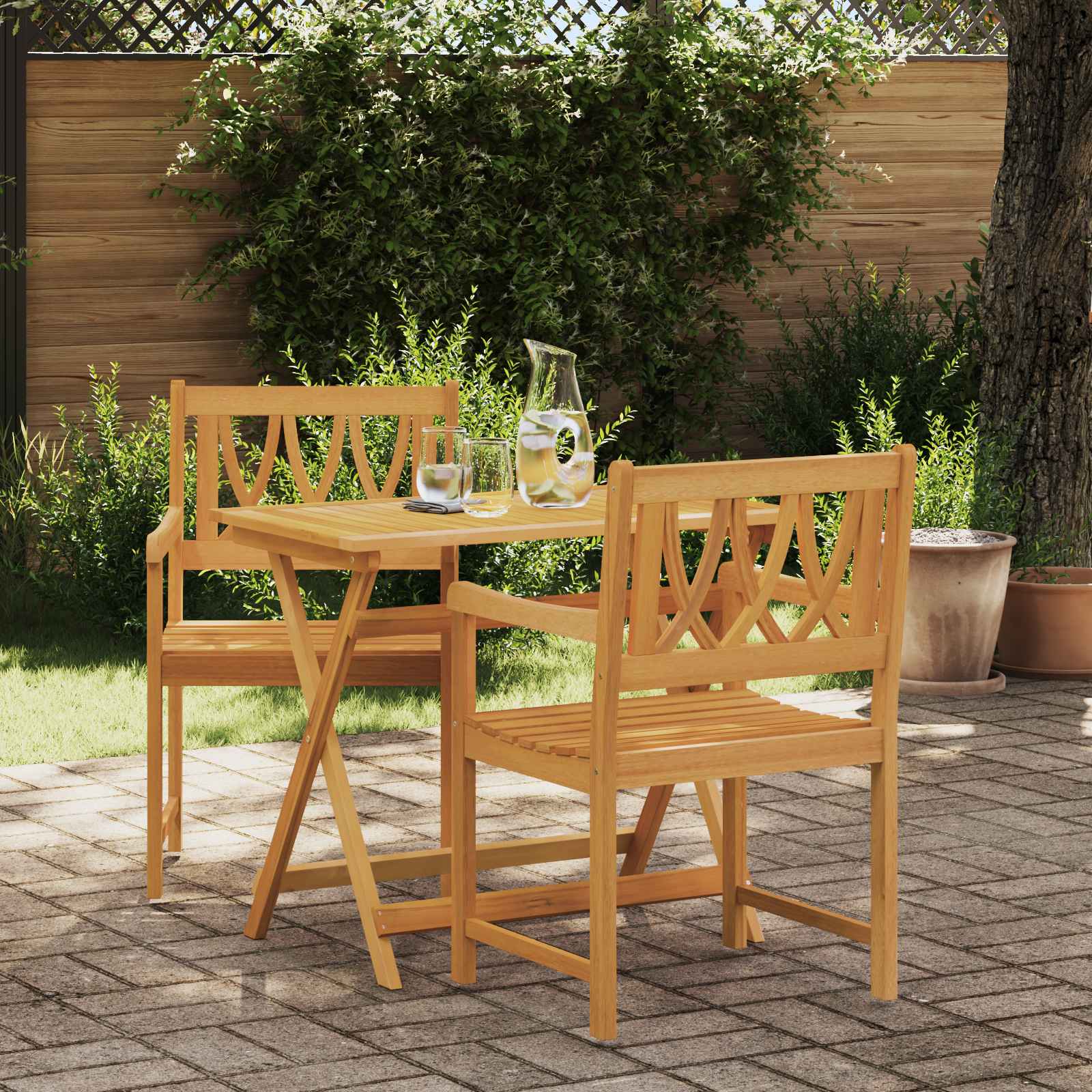 Vanjska klupa 2 pcs Prirodna 56 x 55,5 x 90 cm