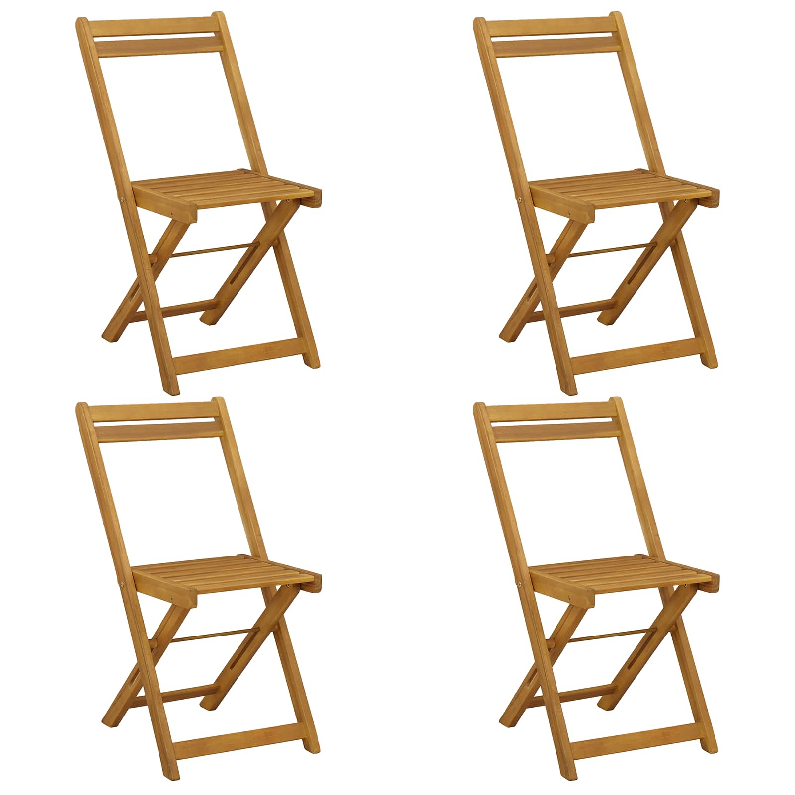 Sklopive Vrtne Stolice 4 pcs Prirodna 40 x 53 x 80 cm