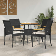 Vrtne stolice 4 pcs Crna i krem-bijela Poliratan i Akacija