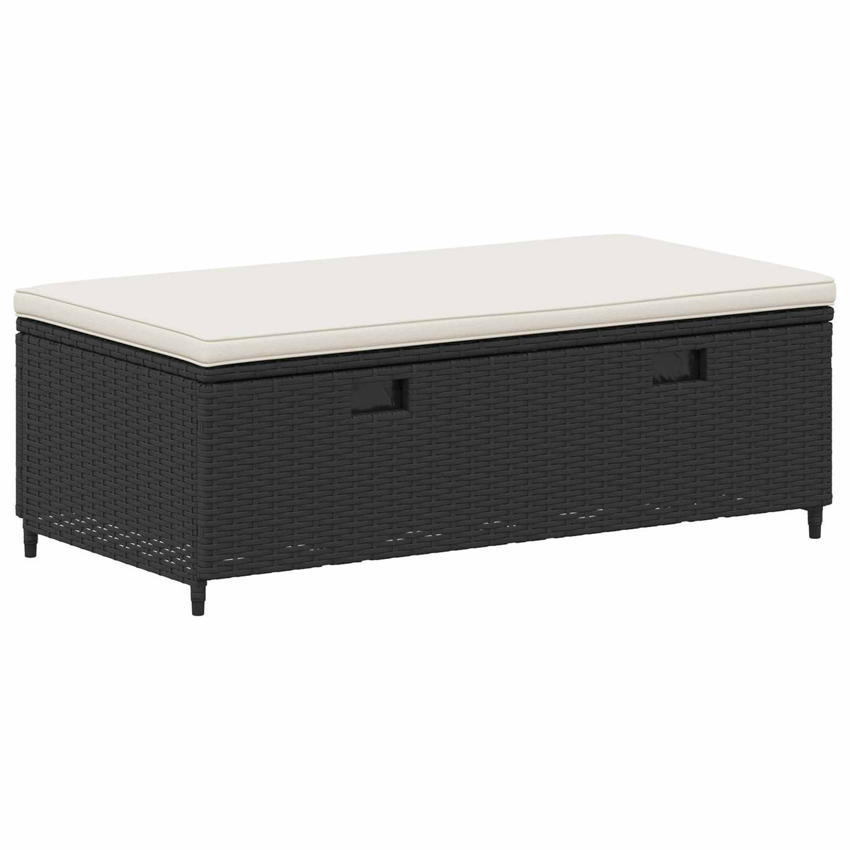 Set vanjskih sofa 4 pcs Crna i krem-bijela Poliratan i Akacija