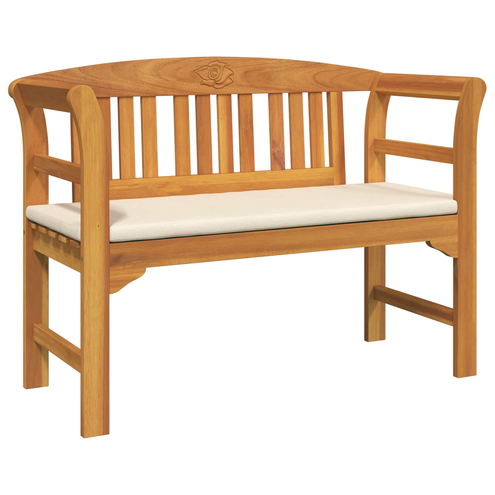 Klupa s ružama s jastukom Krem bijela 114 x 46 x 82,5 cm