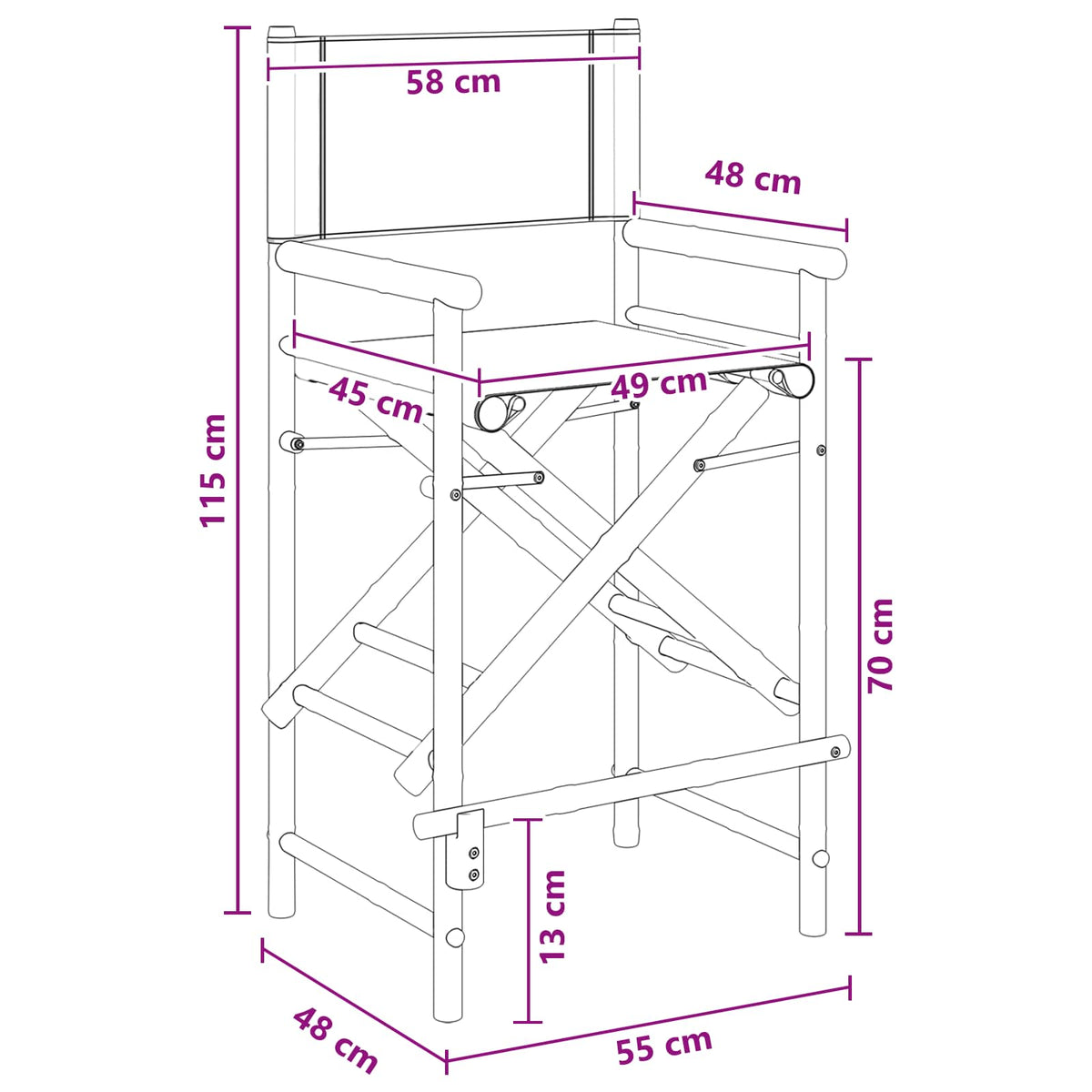 Sklopiva stolica za direktore 2 pcs Prirodna Bambus