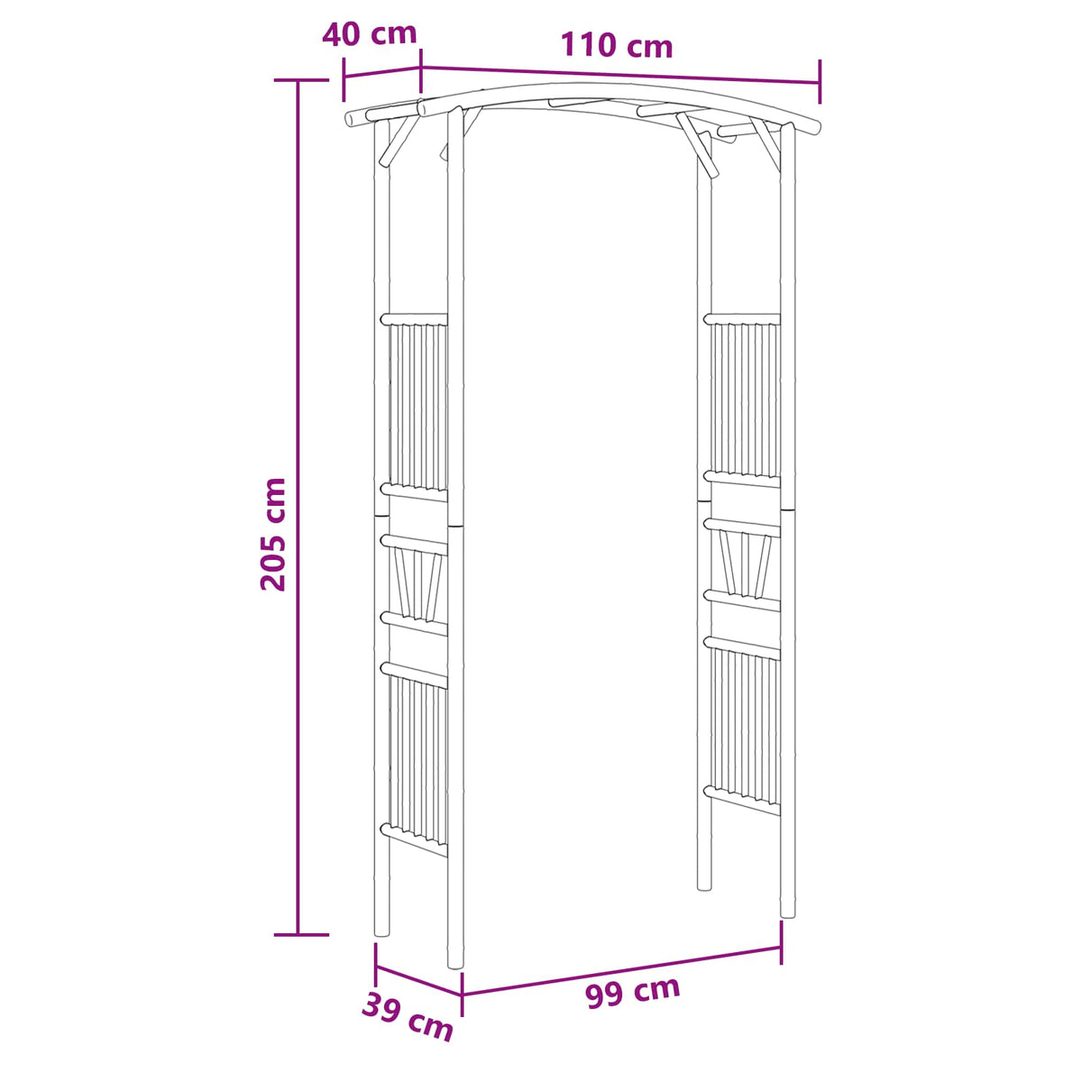 Vrtni Luk Prirodna 110 x 40 x 205 cm Bambus