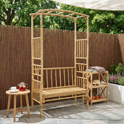 Vrtni luk s klupom Prirodna 115 x 50 x 205 cm Bambus