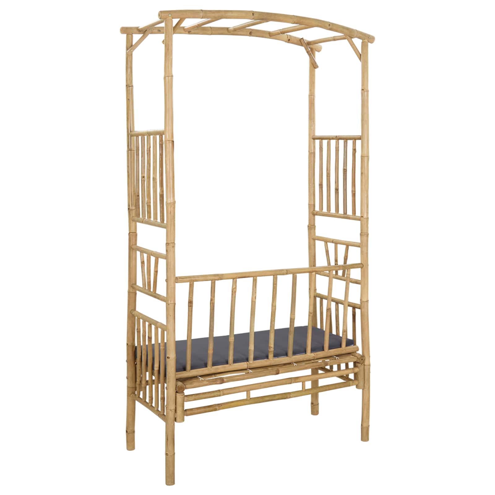 Vrtni luk s klupom Tamnosiva 115 x 50 x 205 cm Bambus