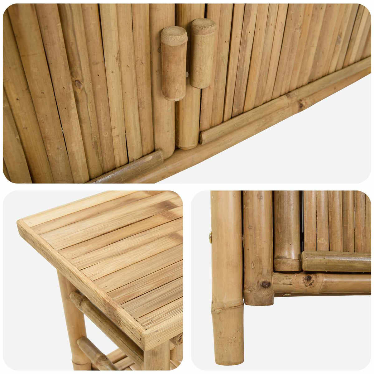 Konzolna stolica s policom Prirodna Bambus 110 x 35 x 75 cm