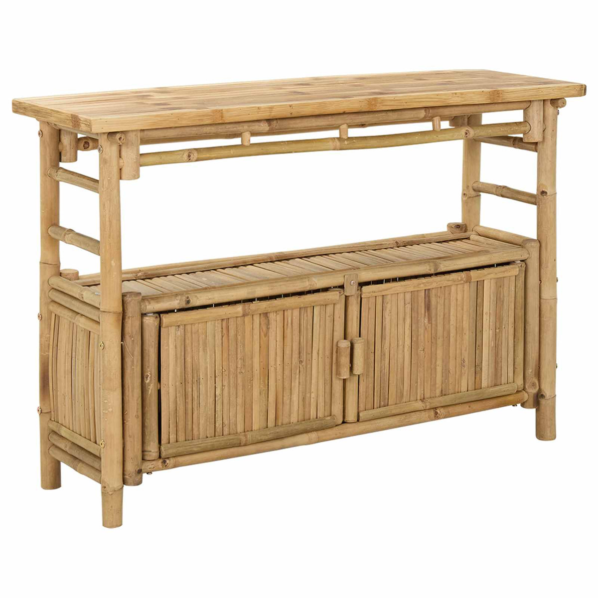 Konzolna stolica s policom Prirodna Bambus 110 x 35 x 75 cm