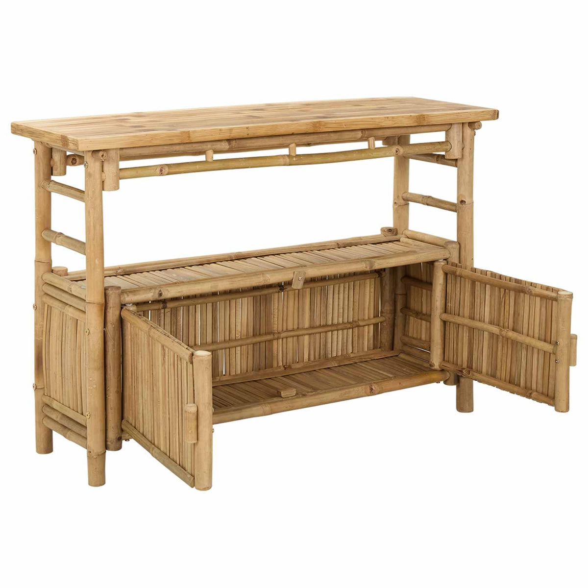 Konzolna stolica s policom Prirodna Bambus 110 x 35 x 75 cm