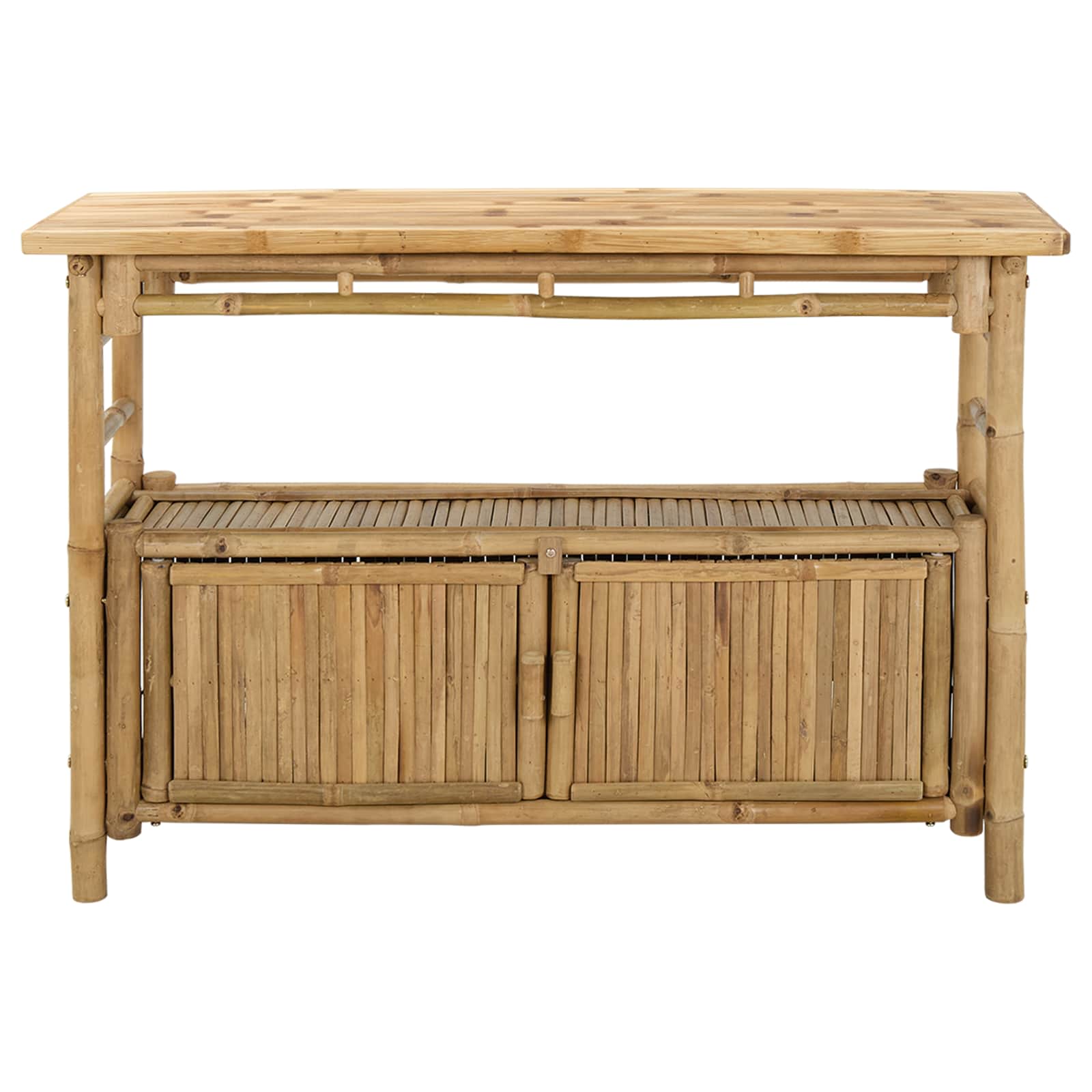 Konzolna stolica s policom Prirodna 110 x 35 x 75 cm Bambus