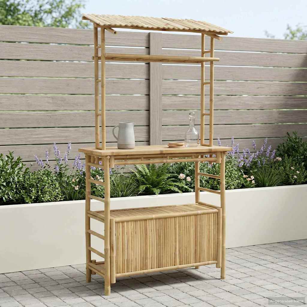Vanjski bar stol s pohranom Prirodna 110 x 50 x 210 cm Bambus
