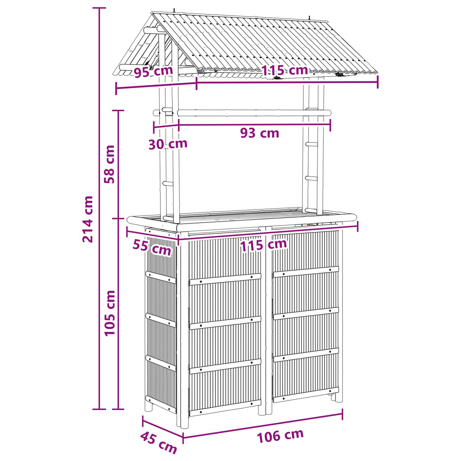 Vanjski bar stol Prirodna 115 x 95 x 214 cm Bambus
