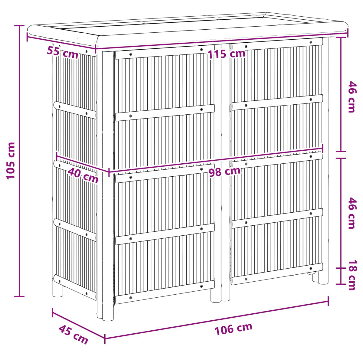 Vanjski bar stol Prirodna 115 x 55 x 105 cm Bambus