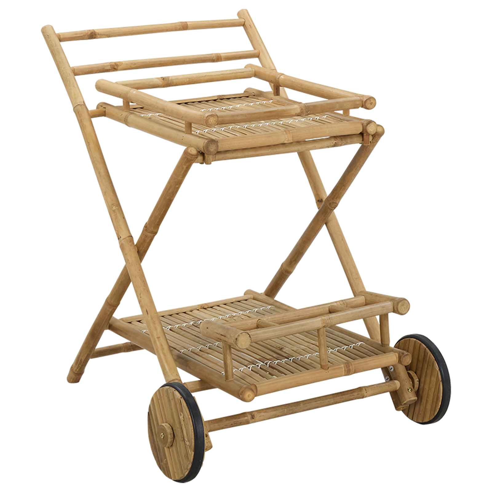 Kolač s čajem na kotačima Prirodna 79 x 67.5 x 84 cm Bambus