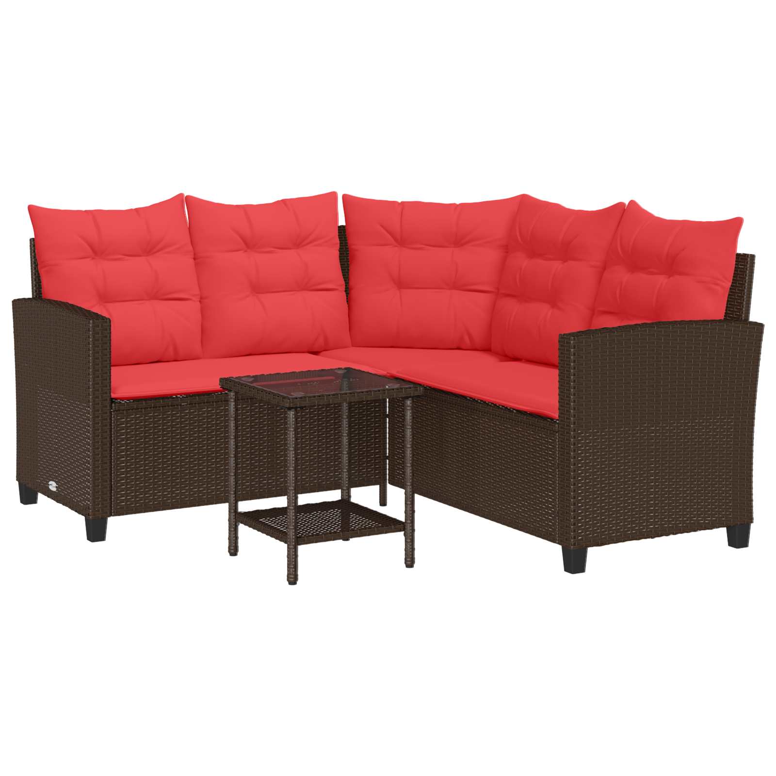 Set vanjskih sofa s jastukom 2 pcs Smeđa i crvena poliratan