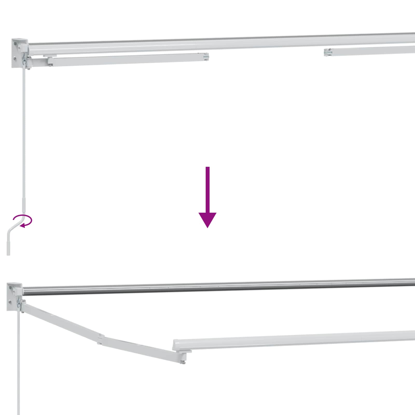 Ručno sklopiva konstrukcija tende Bijeli 4 x 2 m Aluminij