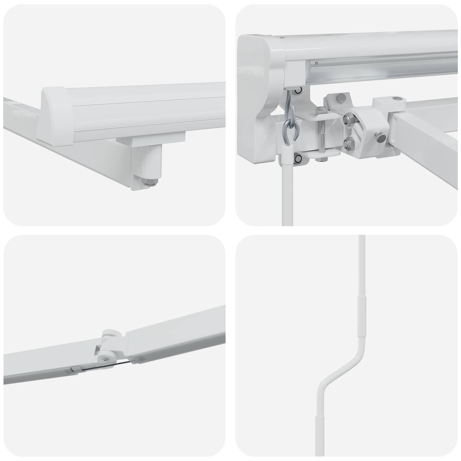Ručni okvir tende s LED-ima Bijeli 3 x 2 m Aluminij