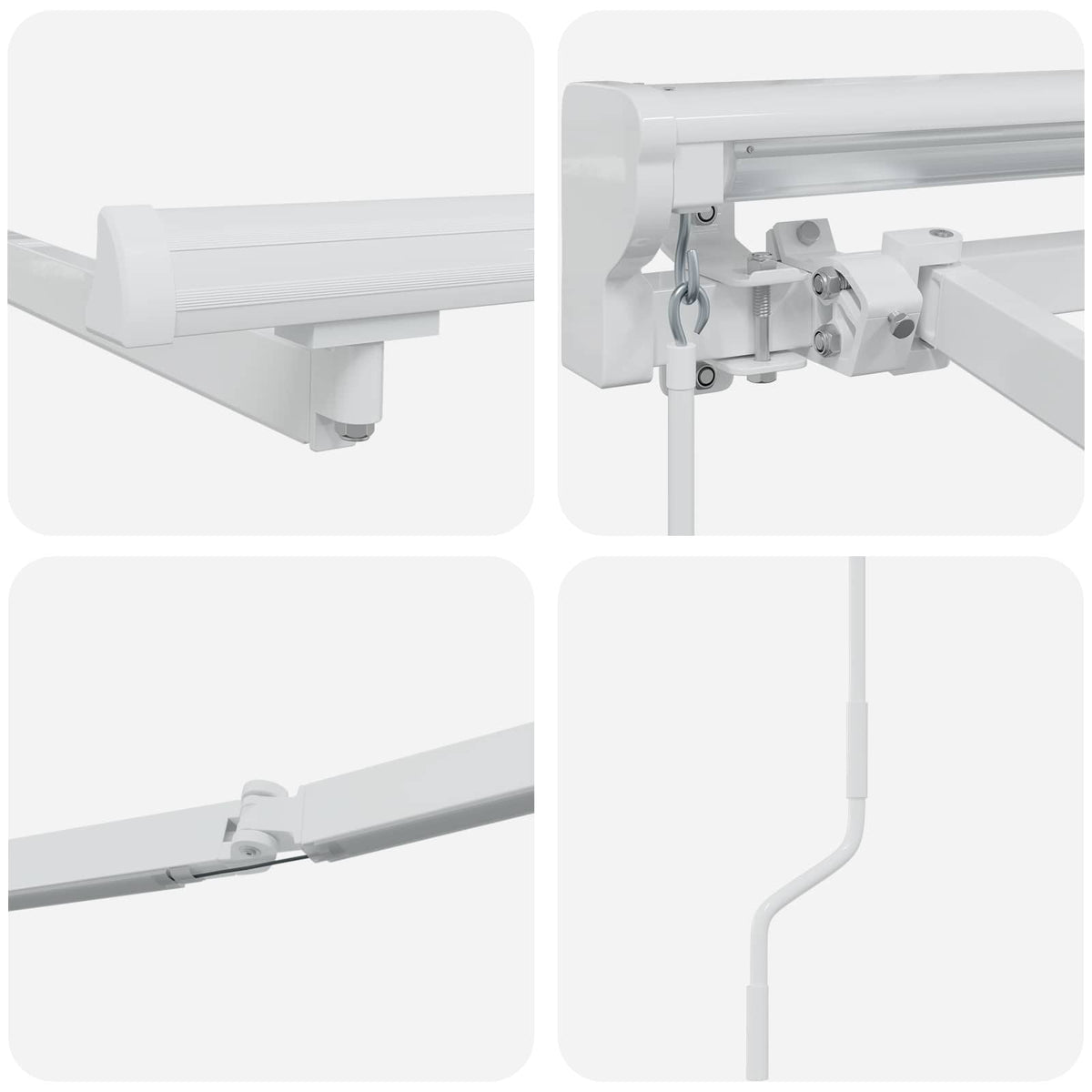 Ručni okvir tende s LED-ima Bijeli 4 x 2 m Aluminij