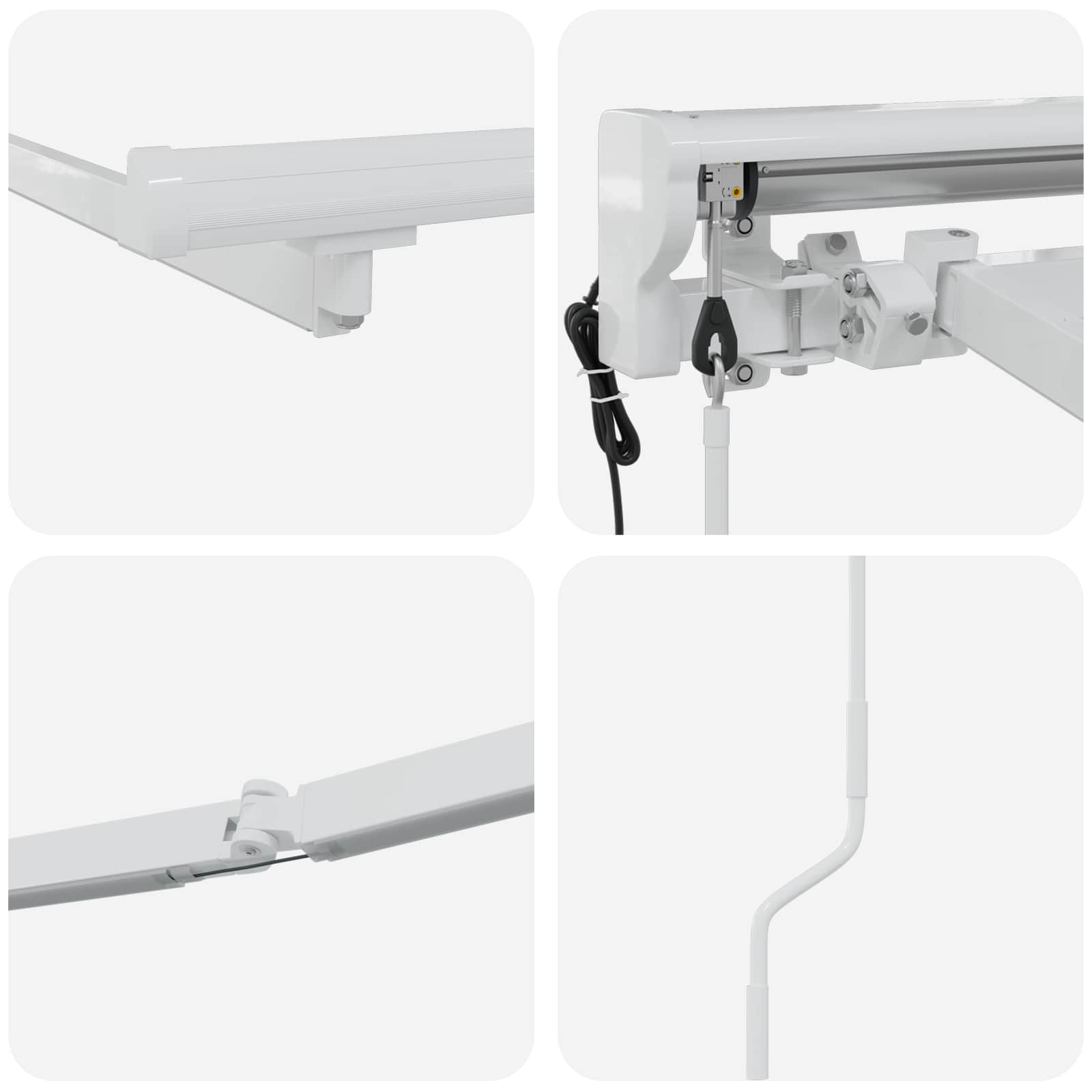Okvir električne tende s LED-ovima Bijeli 5 x 3 m Aluminij
