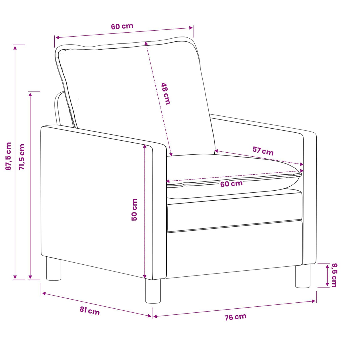 Sofa Sivosmeđa 76 x 81 x 87,5 cm Poliester