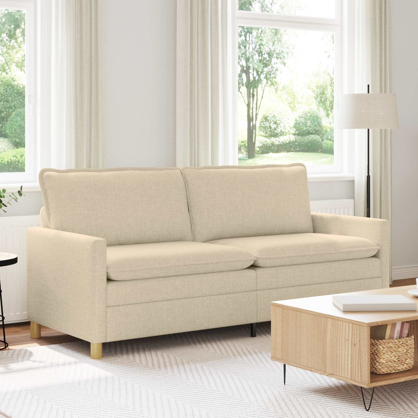 Sofa Krem 196 x 81 x 87,5 cm Tkanina